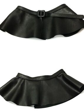 NEW Women Retro Syn Leather Wide Waist Skirt look Peplum Corset BeltBand Wrap